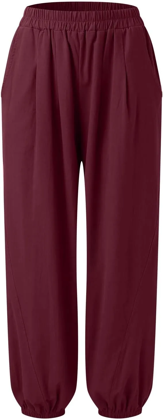 Linen Pants for Women Tall Long Pant Trousers with Pocket Casual Loose Pants Linen Blend Pants Linen Outfit