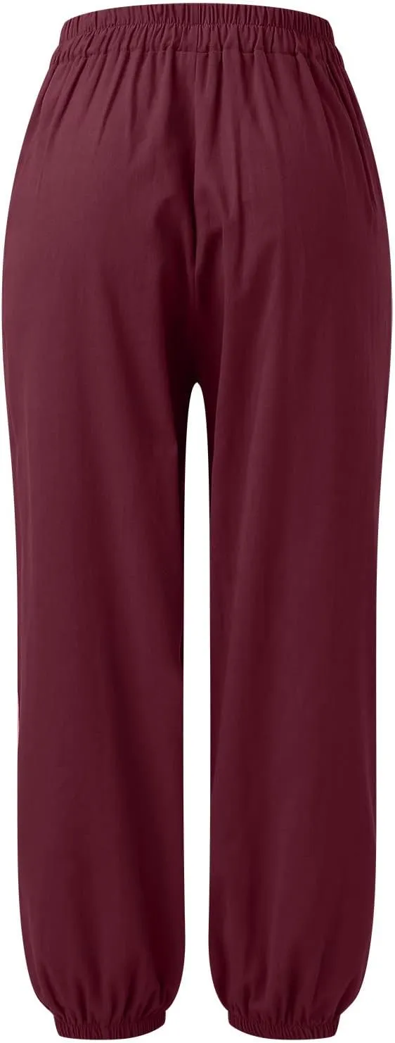 Linen Pants for Women Tall Long Pant Trousers with Pocket Casual Loose Pants Linen Blend Pants Linen Outfit