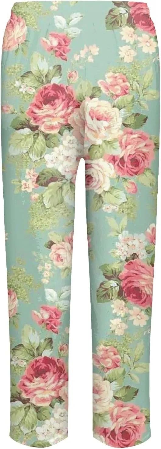 Linen Pants Sets Women Spring Lightweight Pants Women for Summer Loose Pant with String