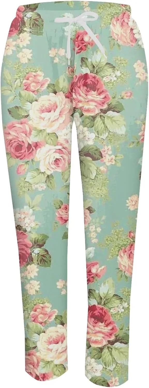 Linen Pants Sets Women Spring Lightweight Pants Women for Summer Loose Pant with String