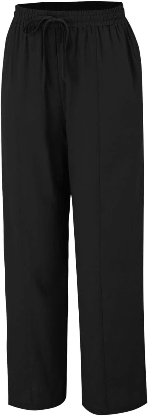 Linen Pants Women Color Trouser Pant Cotton Blend Drawstring Elastic Waist Pocket 2025 Beach Travel Vacation Outfits