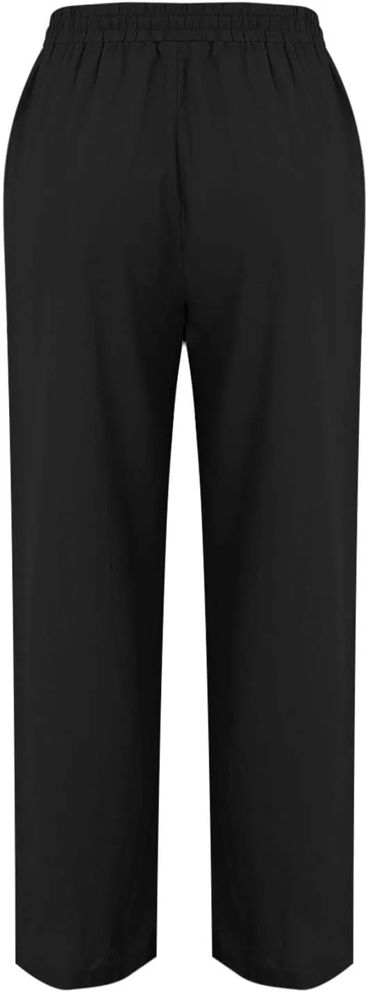 Linen Pants Women Color Trouser Pant Cotton Blend Drawstring Elastic Waist Pocket 2025 Beach Travel Vacation Outfits