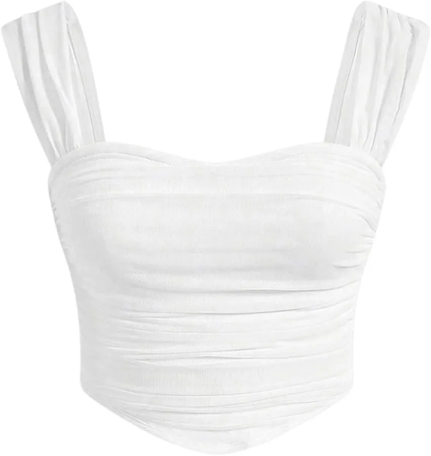 MakeMeChic Women's Plus Size Tank Top Cropped Sleeveless Slim Fit Y2k Bustier Corset Tops
