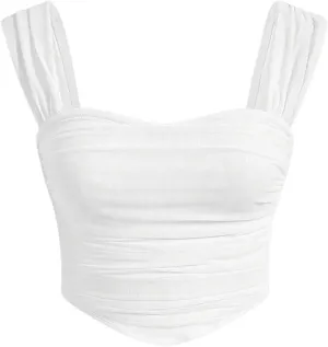 MakeMeChic Women's Plus Size Tank Top Cropped Sleeveless Slim Fit Y2k Bustier Corset Tops