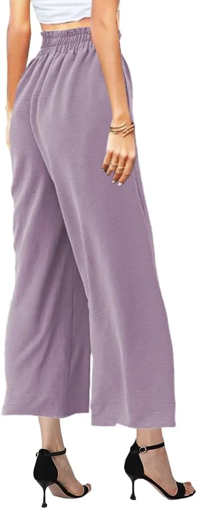 MAYFASEY Women's High Waist Wide Leg Long Palazzo Pants Casual Lounge Pants Flowy Trousers with Pockets