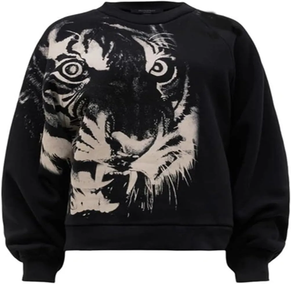 Meiweileya Womens Y2k Usa Star Graphic Print Oversized Sweatshirts Vintage Striped Tiger Aesthetic Hoodies Doop Tops