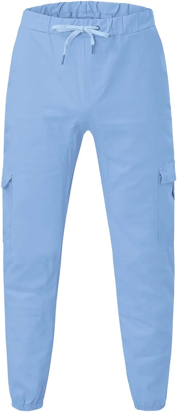 Mens 2023 Fashion Joggers Drawstring Waist Pants Sport Sweatpants Work Sports Loose Fit Hiking Trousers with Pockets