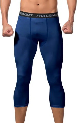 Mens 3/4 Compression Pants, Athletic Leggings Running Workout Tights Base Layer for Basketball Sports Football Gym