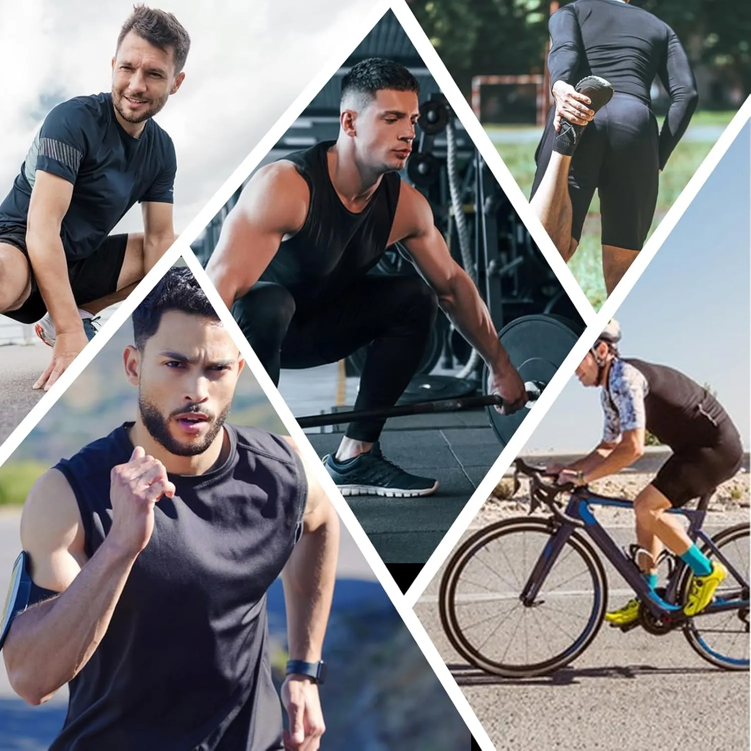 Mens 3/4 Compression Pants, Athletic Leggings Running Workout Tights Base Layer for Basketball Sports Football Gym