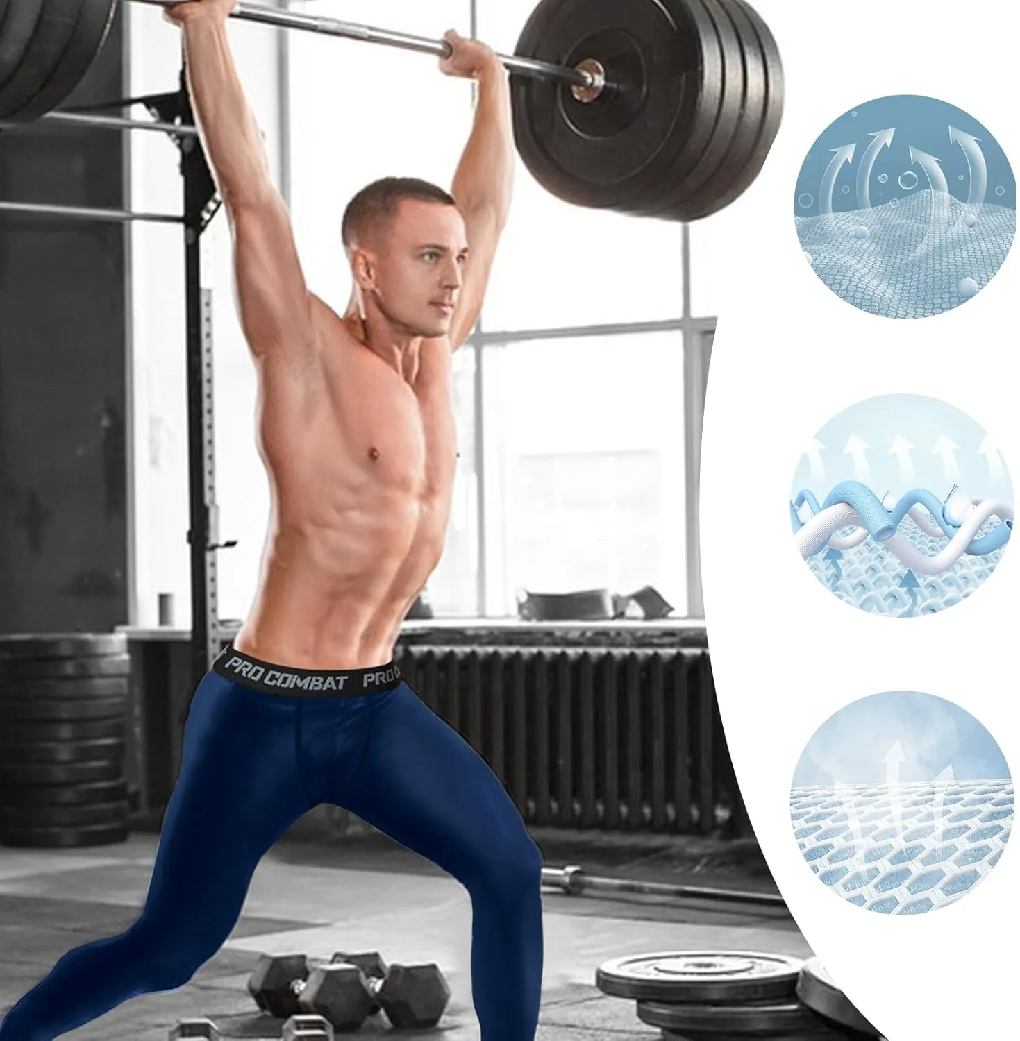 Mens 3/4 Compression Pants, Athletic Leggings Running Workout Tights Base Layer for Basketball Sports Football Gym