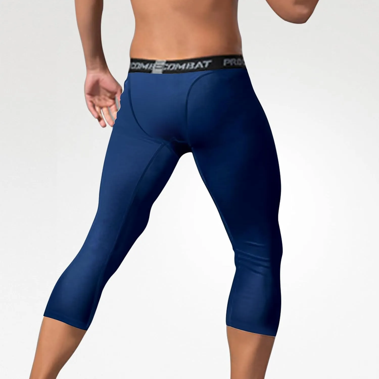 Mens 3/4 Compression Pants, Athletic Leggings Running Workout Tights Base Layer for Basketball Sports Football Gym