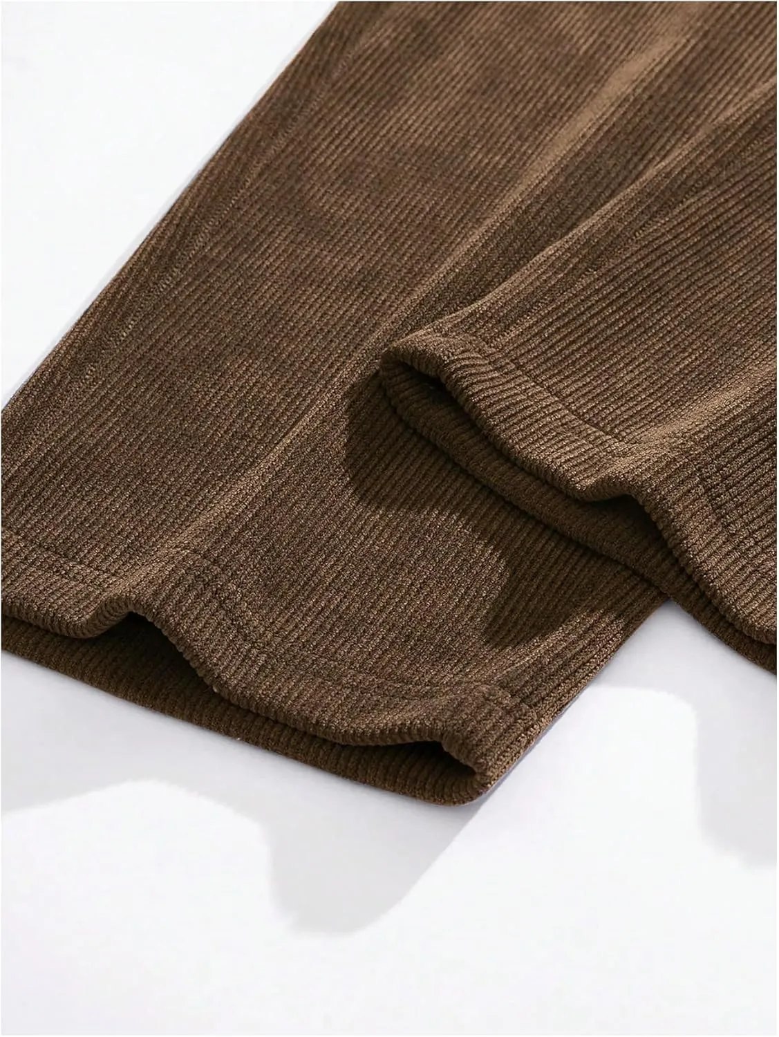 Men's Baggy Pants Tie Front Drawstring Waist Corduroy Pants Casual Loose Straight Leg Pants Trousers