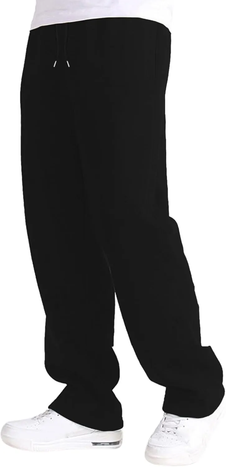 Men's Baggy Sweatpants, Fleece Straight Leg Jogger, Workout Casual Pant Loose Athletic Trousers Elastic Waist Pockets