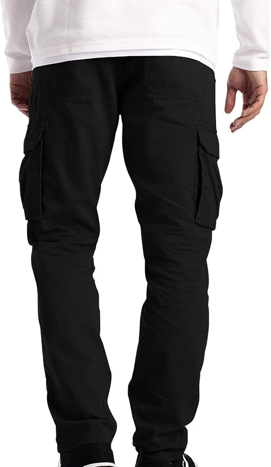 Men's Cotton Casual Cargo Work Pants Cotton Cargo Pants Gym Sweatpants Hiking Tactical Pants with Multi Pockets