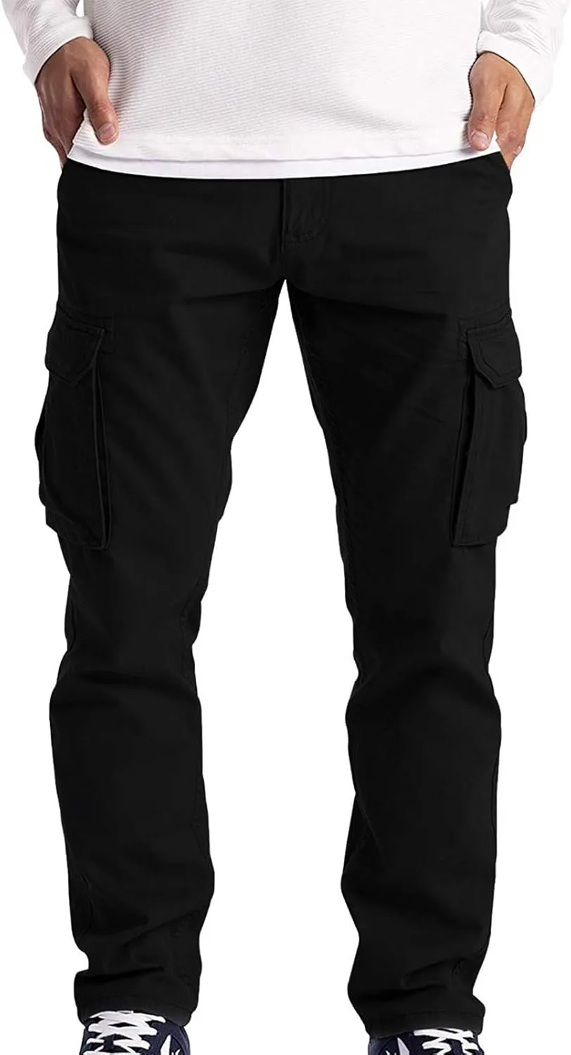 Men's Cotton Casual Cargo Work Pants Cotton Cargo Pants Gym Sweatpants Hiking Tactical Pants with Multi Pockets