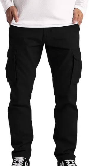 Men's Cotton Casual Cargo Work Pants Cotton Cargo Pants Gym Sweatpants Hiking Tactical Pants with Multi Pockets