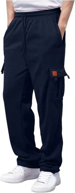 Mens Sweatpants Drawstring Elastic Waist Wide Leg Pant Loose Fit Baggy Pants Hiking Hunting Work Trousers