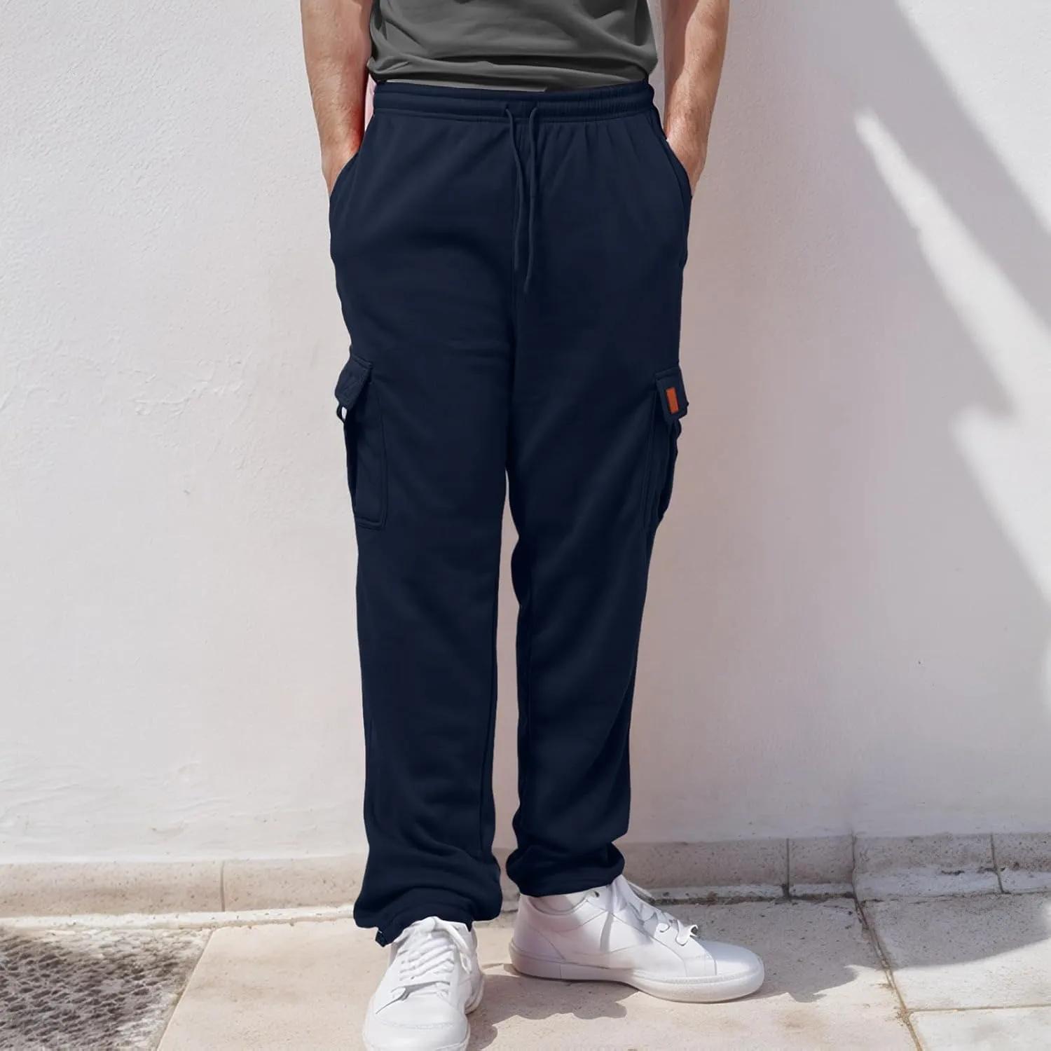 Mens Sweatpants Drawstring Elastic Waist Wide Leg Pant Loose Fit Baggy Pants Hiking Hunting Work Trousers