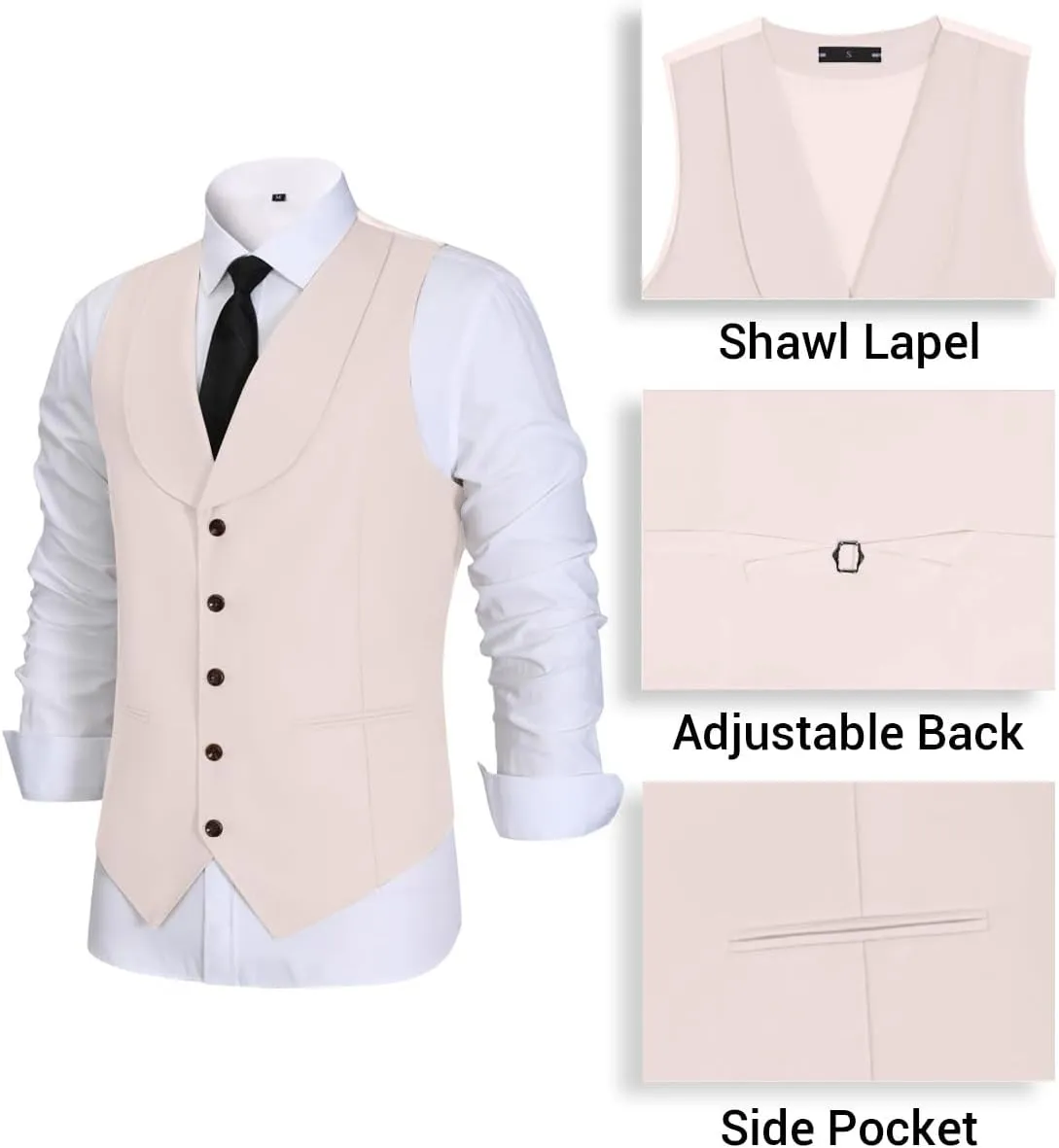 Mens Vest Pants Suits Set 2 Pieces Slim Fit Groomsmen Suit for Men Formal