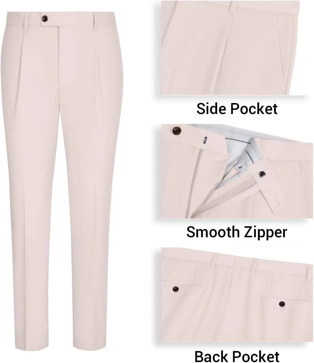 Mens Vest Pants Suits Set 2 Pieces Slim Fit Groomsmen Suit for Men Formal
