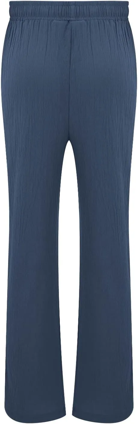 Mens Wide Leg Drawstring Pants Loose Linen Summer Beach Vacation Pants Lightweight Elastic Waist Yoga Lounge Trousers