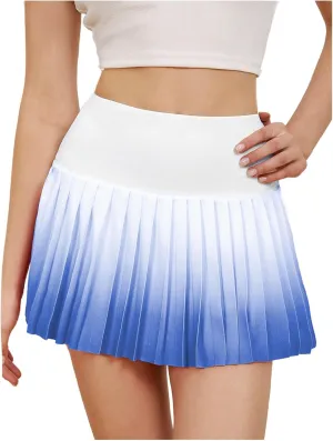 Milumia Women's Pleated Tennis Skirt with Shorts Ombre Print High Waisted Mini Athletic Golf Workout Sport Skorts