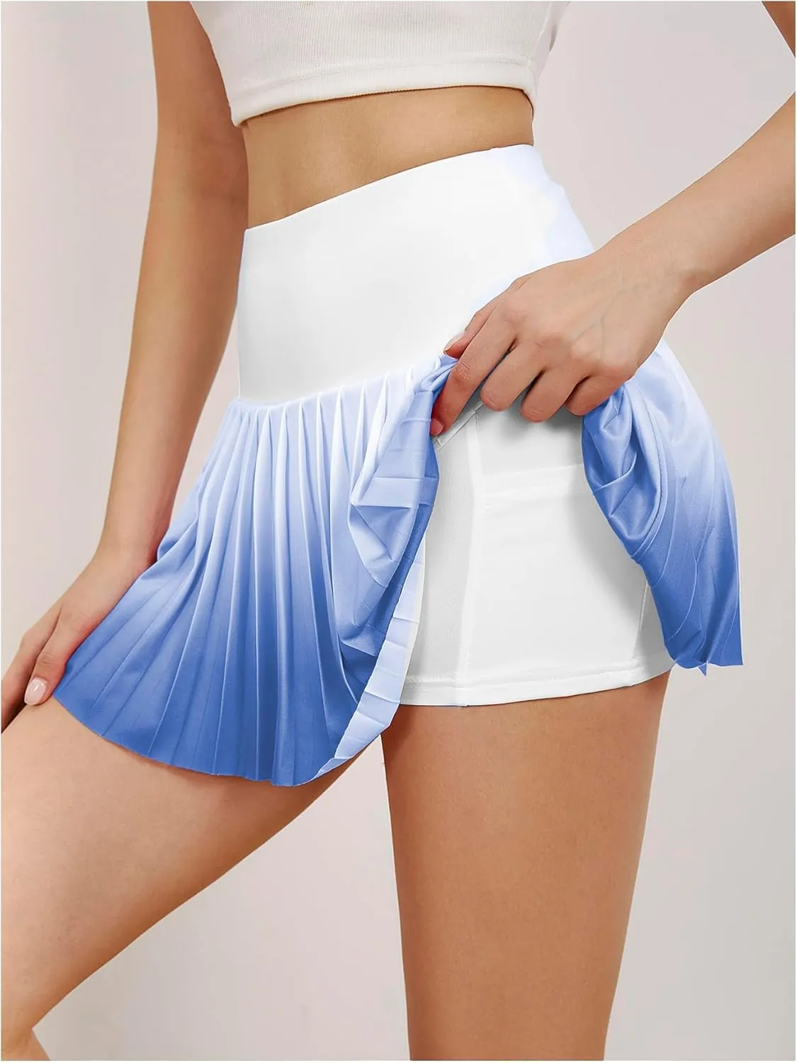 Milumia Women's Pleated Tennis Skirt with Shorts Ombre Print High Waisted Mini Athletic Golf Workout Sport Skorts