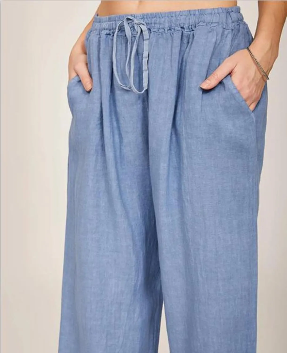 MINTLIMIT Women Linen Palazzo Pants Summer High Waist Beach Lounge Pant Casual Wide Leg Trousers with Pockets