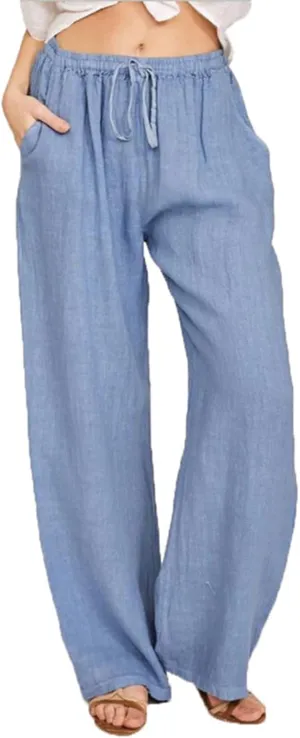 MINTLIMIT Women Linen Palazzo Pants Summer High Waist Beach Lounge Pant Casual Wide Leg Trousers with Pockets