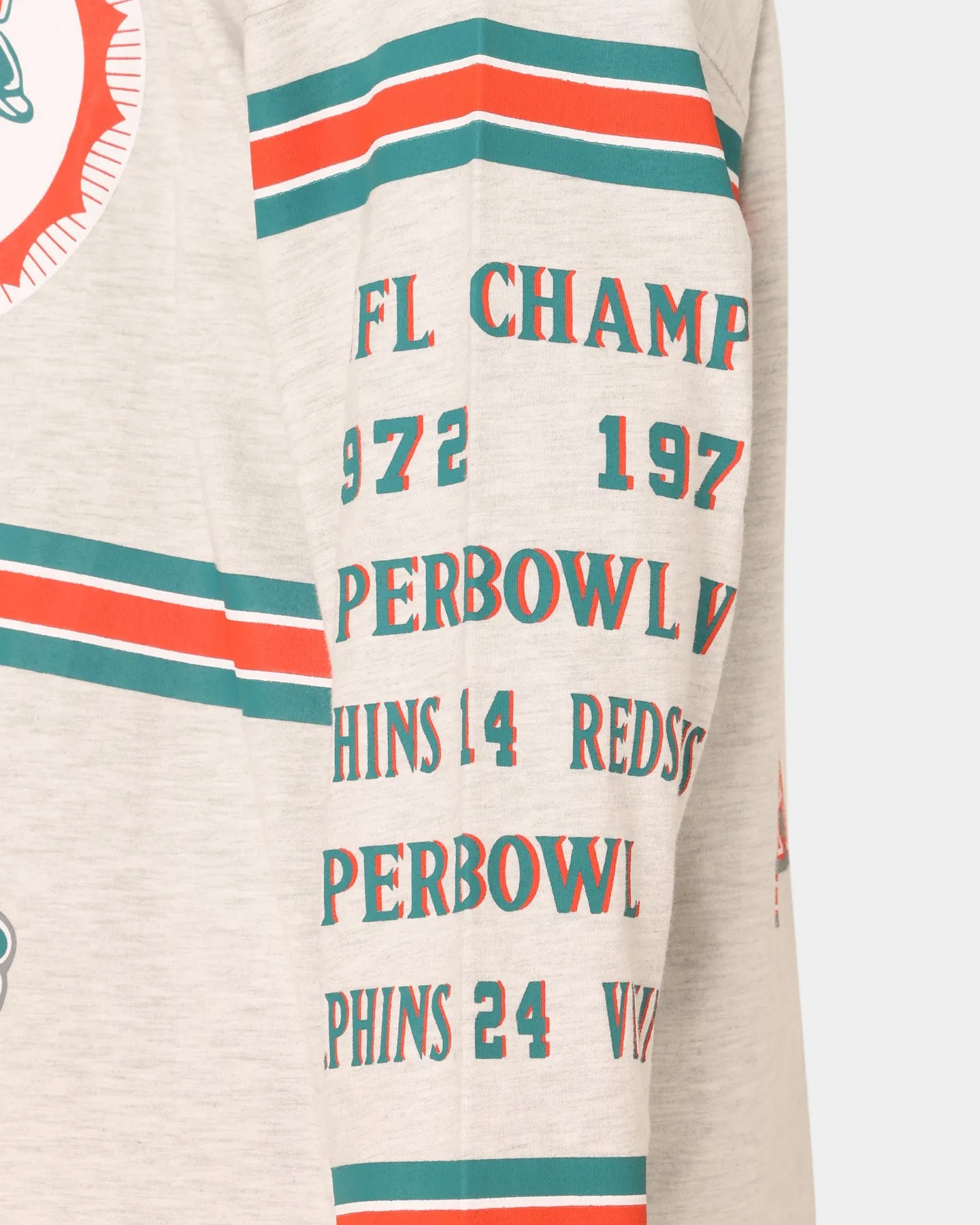 Mitchell & Ness Miami Dolphins 17-0 Long Sleeve T-Shirt White Marle