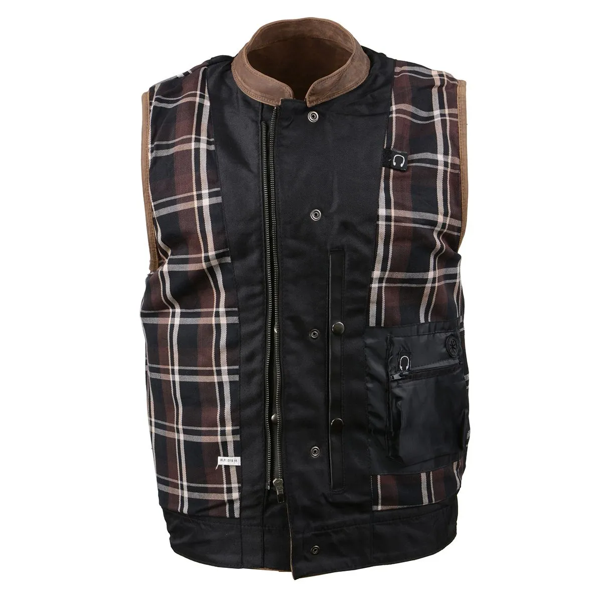 MLM3519 Men's “Gambler” Crazy Horse Brown Vintage Leather Vest - Club Style Motorcycle Rider Vest