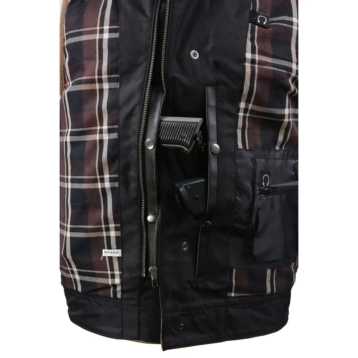 MLM3519 Men's “Gambler” Crazy Horse Brown Vintage Leather Vest - Club Style Motorcycle Rider Vest