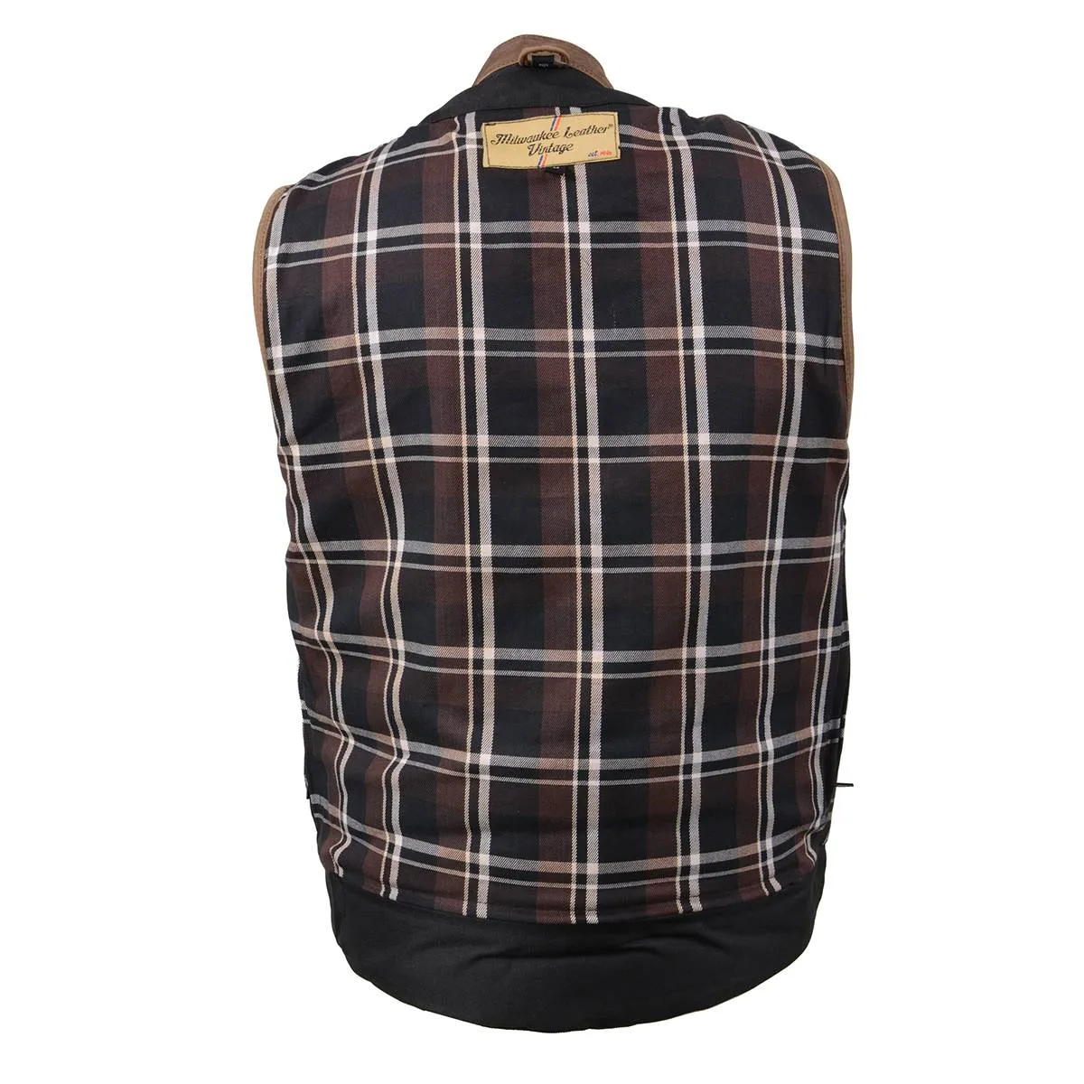 MLM3519 Men's “Gambler” Crazy Horse Brown Vintage Leather Vest - Club Style Motorcycle Rider Vest