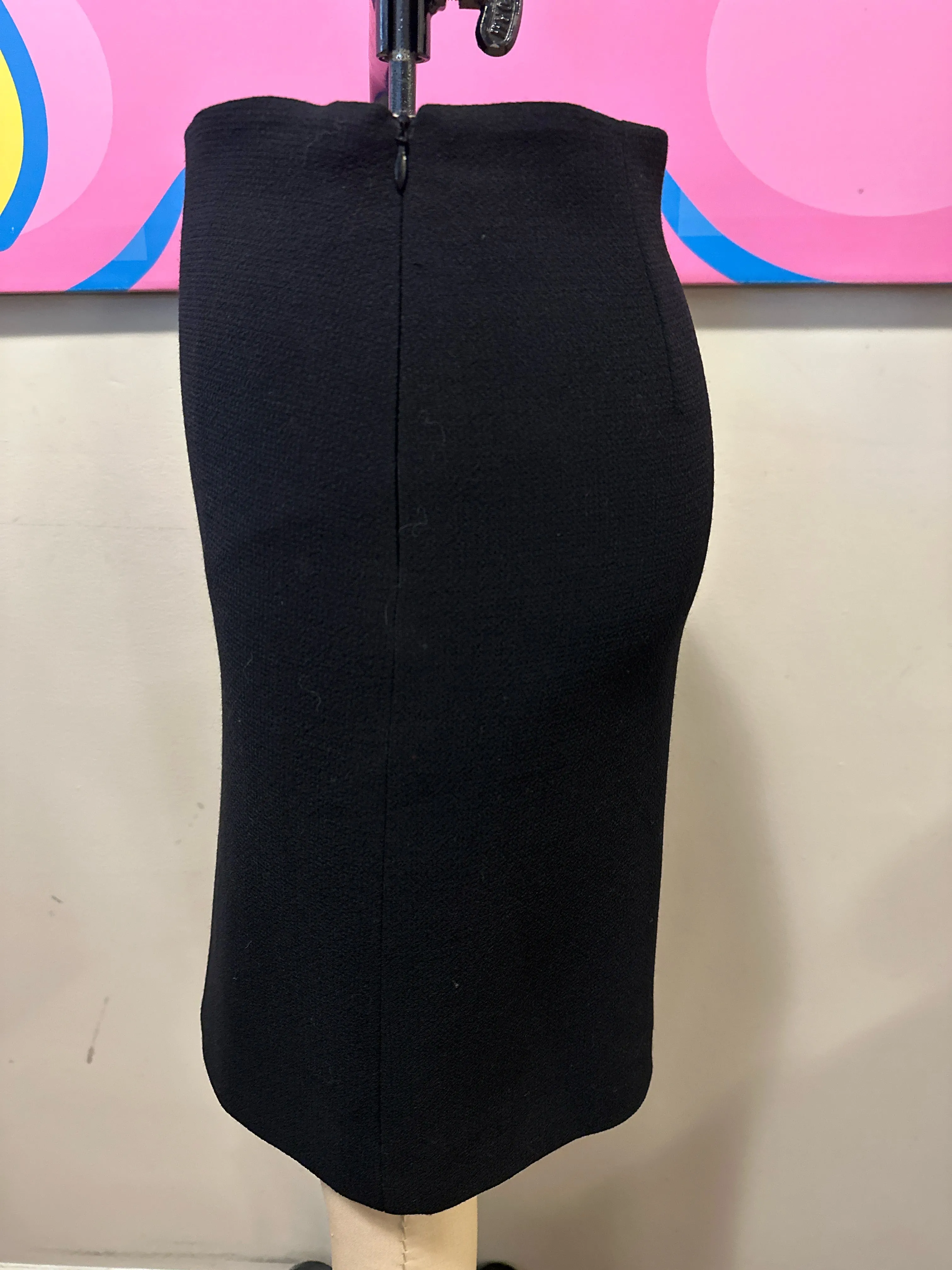 Moschino Size 4 Black Wool Crepe Straight Skirt