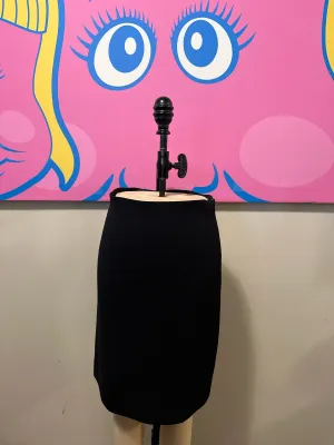 Moschino Size 4 Black Wool Crepe Straight Skirt