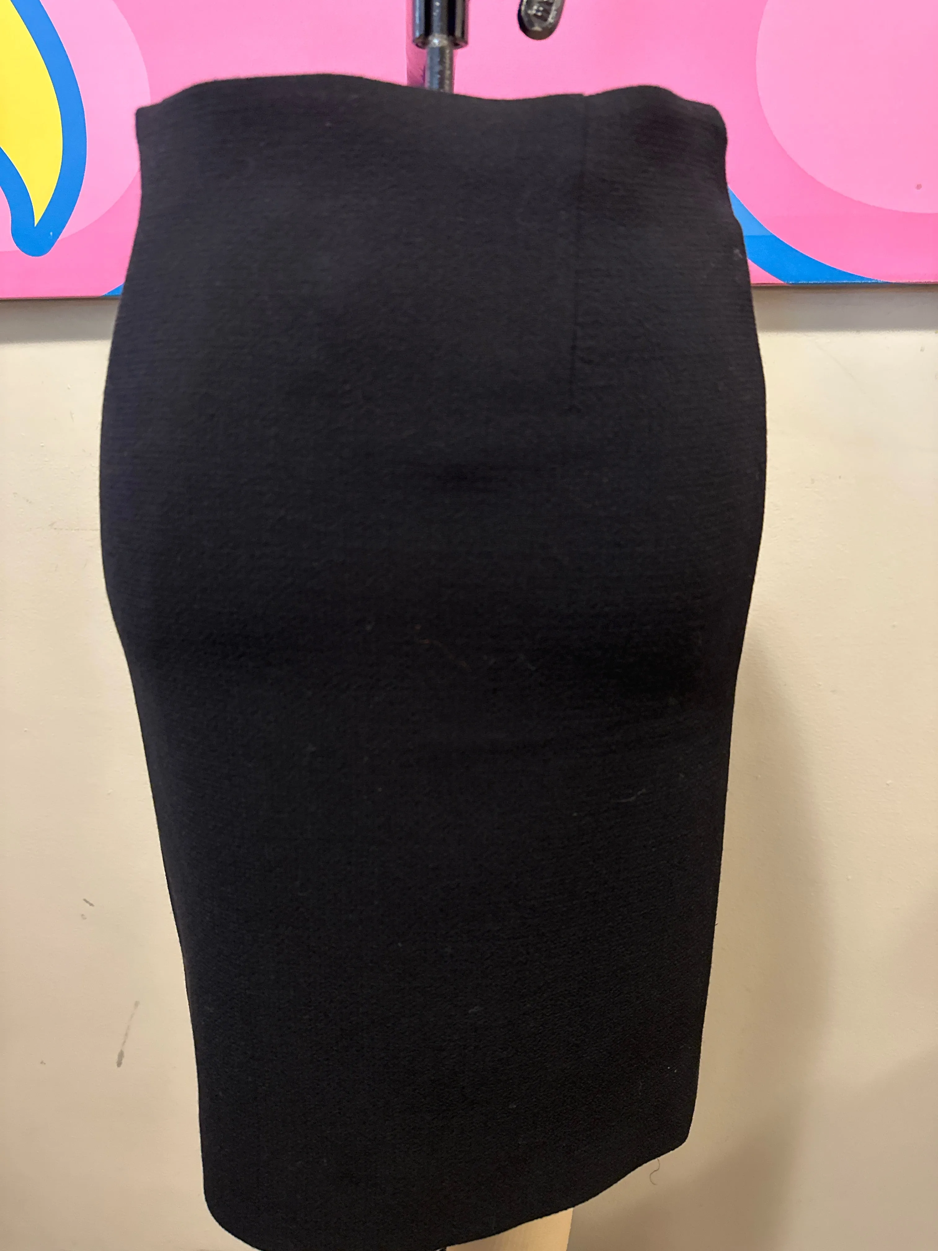 Moschino Size 4 Black Wool Crepe Straight Skirt