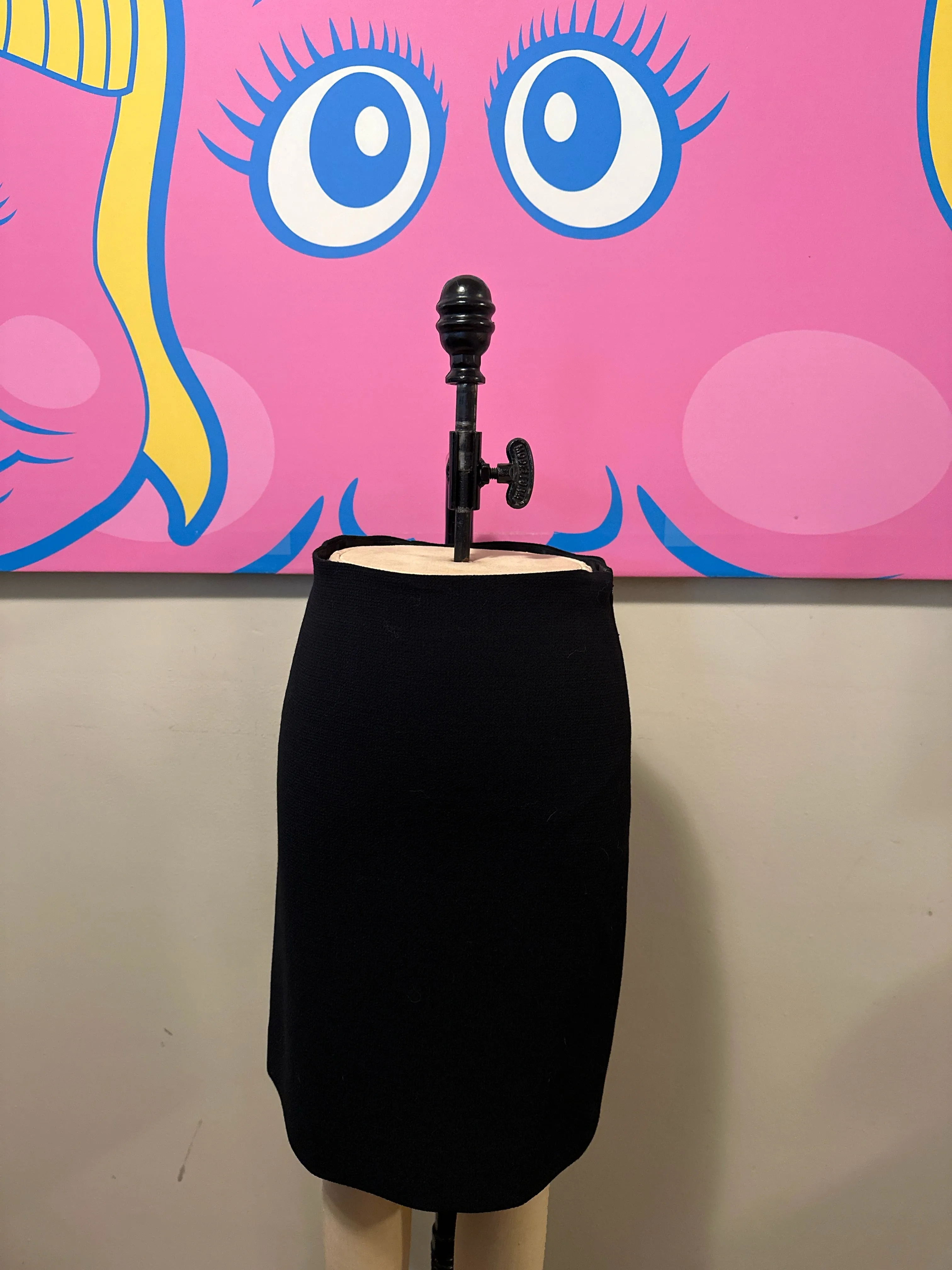 Moschino Size 4 Black Wool Crepe Straight Skirt