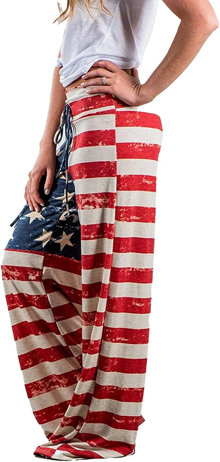 NEWCOSPLAY Women's Comfy Pajama Pants Casual Drawstring Palazzo Lounge Wide Leg Pants