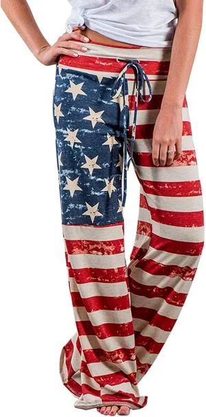 NEWCOSPLAY Women's Comfy Pajama Pants Casual Drawstring Palazzo Lounge Wide Leg Pants