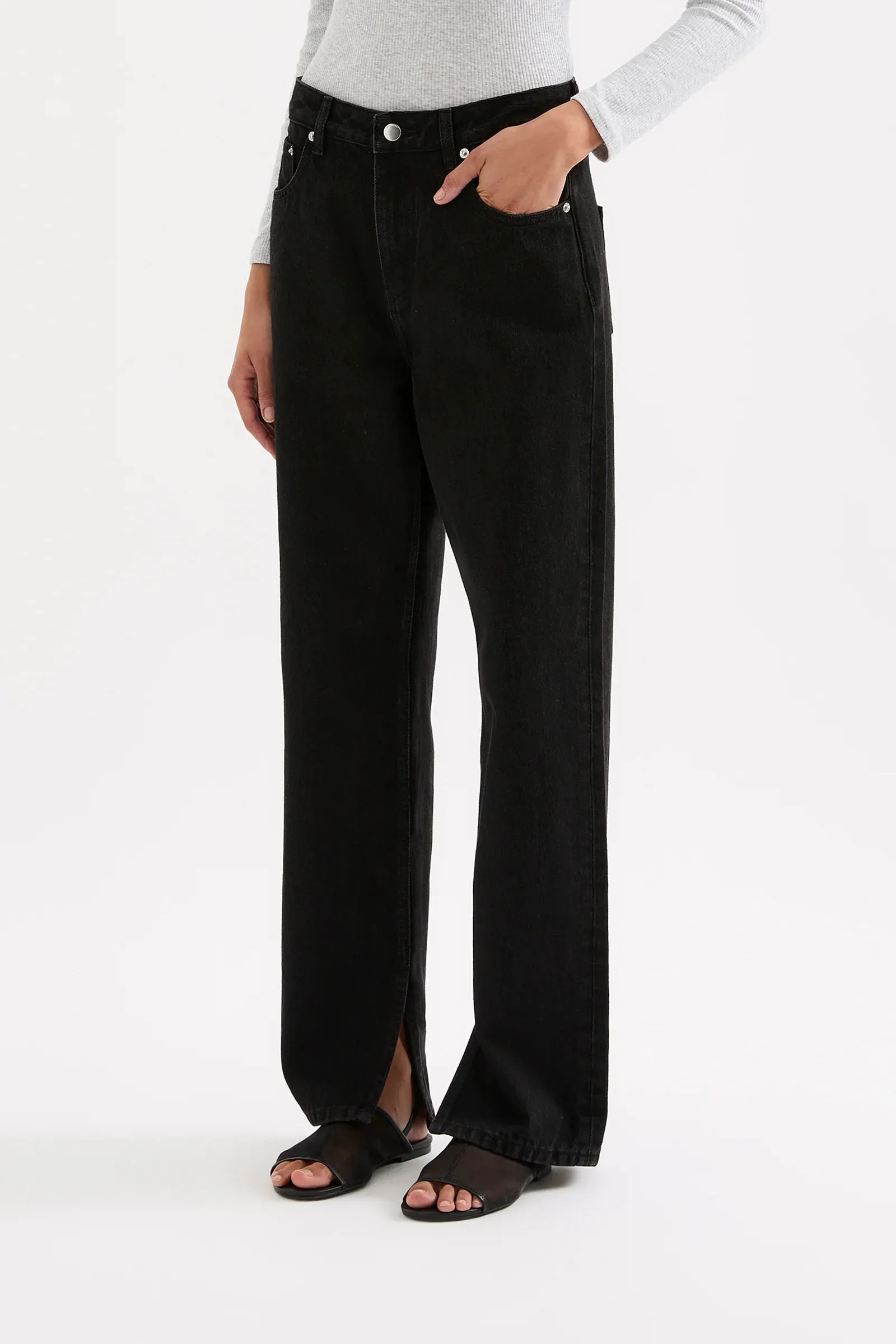 Organic Split Hem Jean Vintage Black