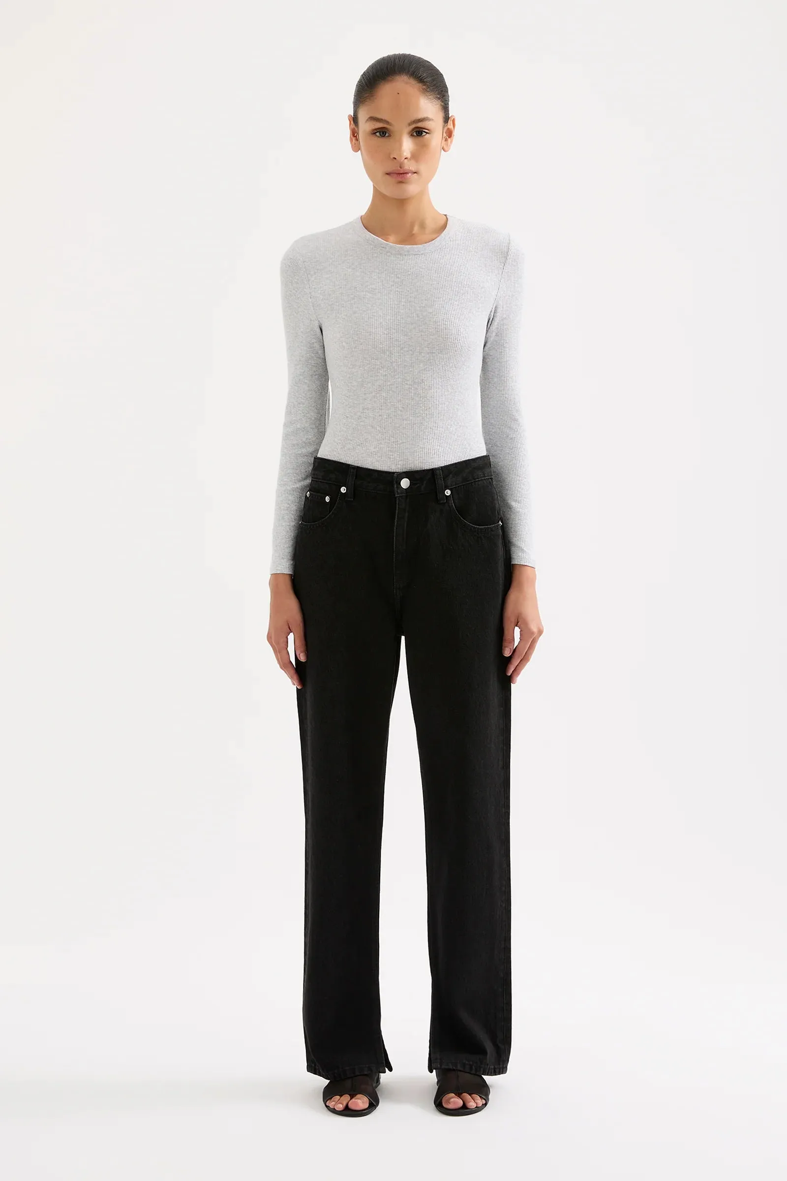 Organic Split Hem Jean Vintage Black