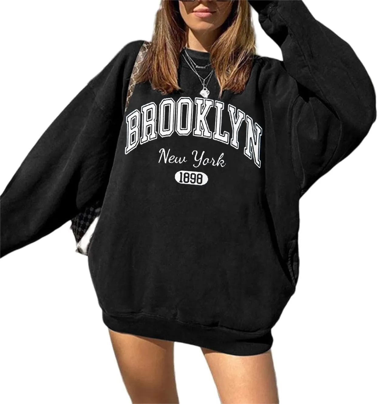QYZ-Top Women's Oversized Los Angeles California Sweatshirt Funny Long Sleeve Lightweight Fleece Pullover Tops