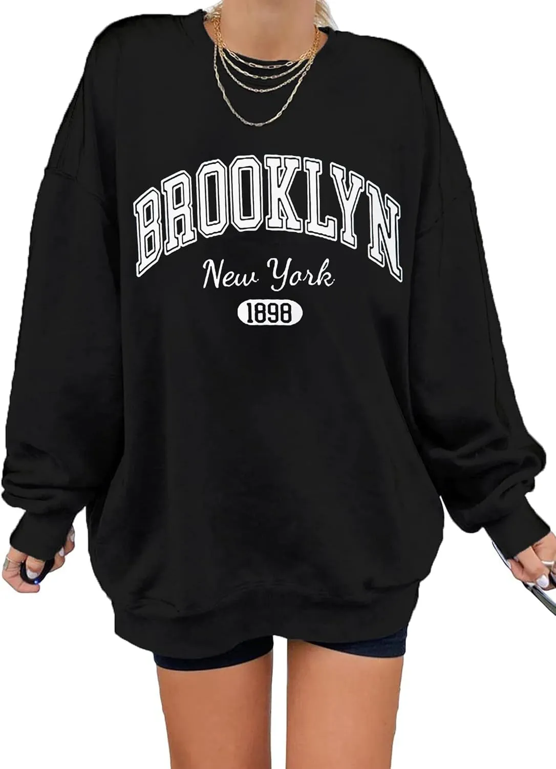 QYZ-Top Women's Oversized Los Angeles California Sweatshirt Funny Long Sleeve Lightweight Fleece Pullover Tops
