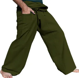 RaanPahMuang Plain Thick Muang Cotton Fisherman Wrap Tall Pants Plus