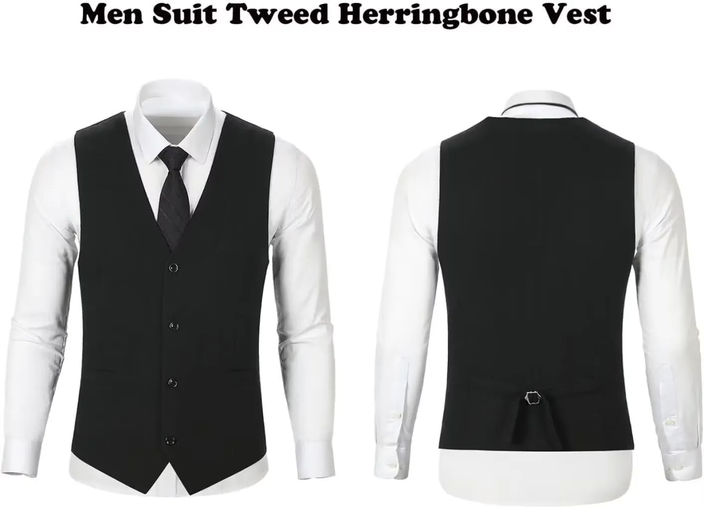 Retro Tweed Mens Suit Herringbone Slim Fit 2 Piece Men's Vest Sets Prom Wedding Waistcoat Vest Blazer Pants Groom