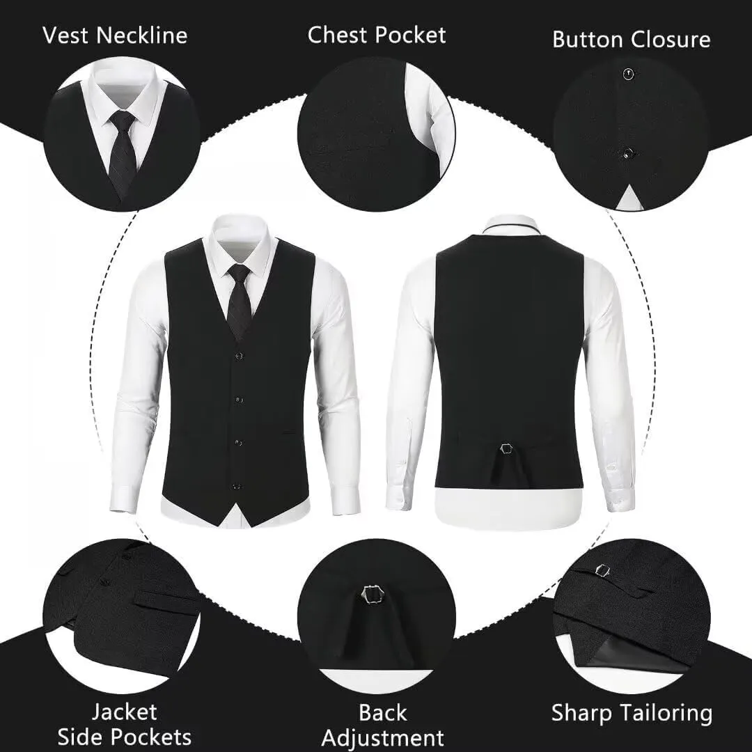 Retro Tweed Mens Suit Herringbone Slim Fit 2 Piece Men's Vest Sets Prom Wedding Waistcoat Vest Blazer Pants Groom
