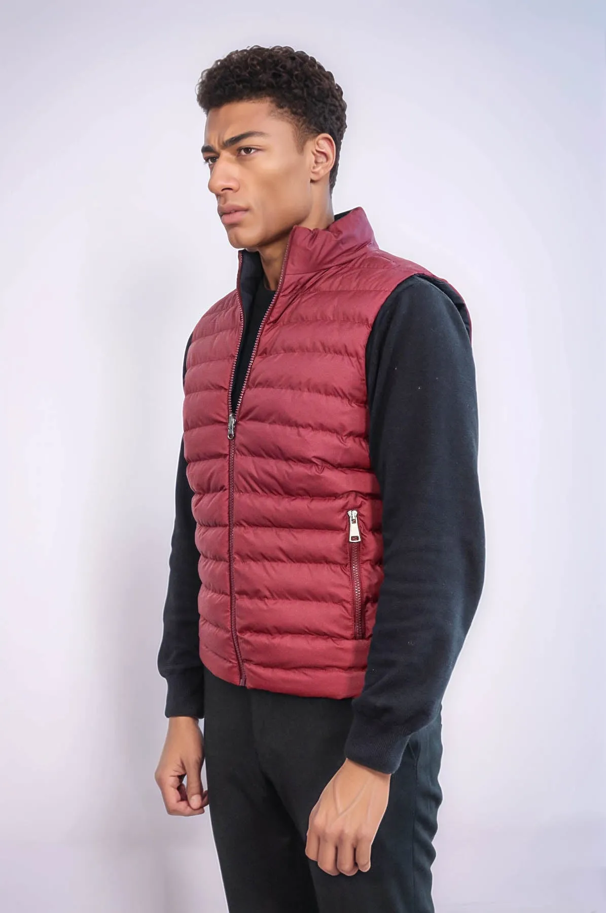 Reversible Puffer Burgundy Men Down Vest - Wessi