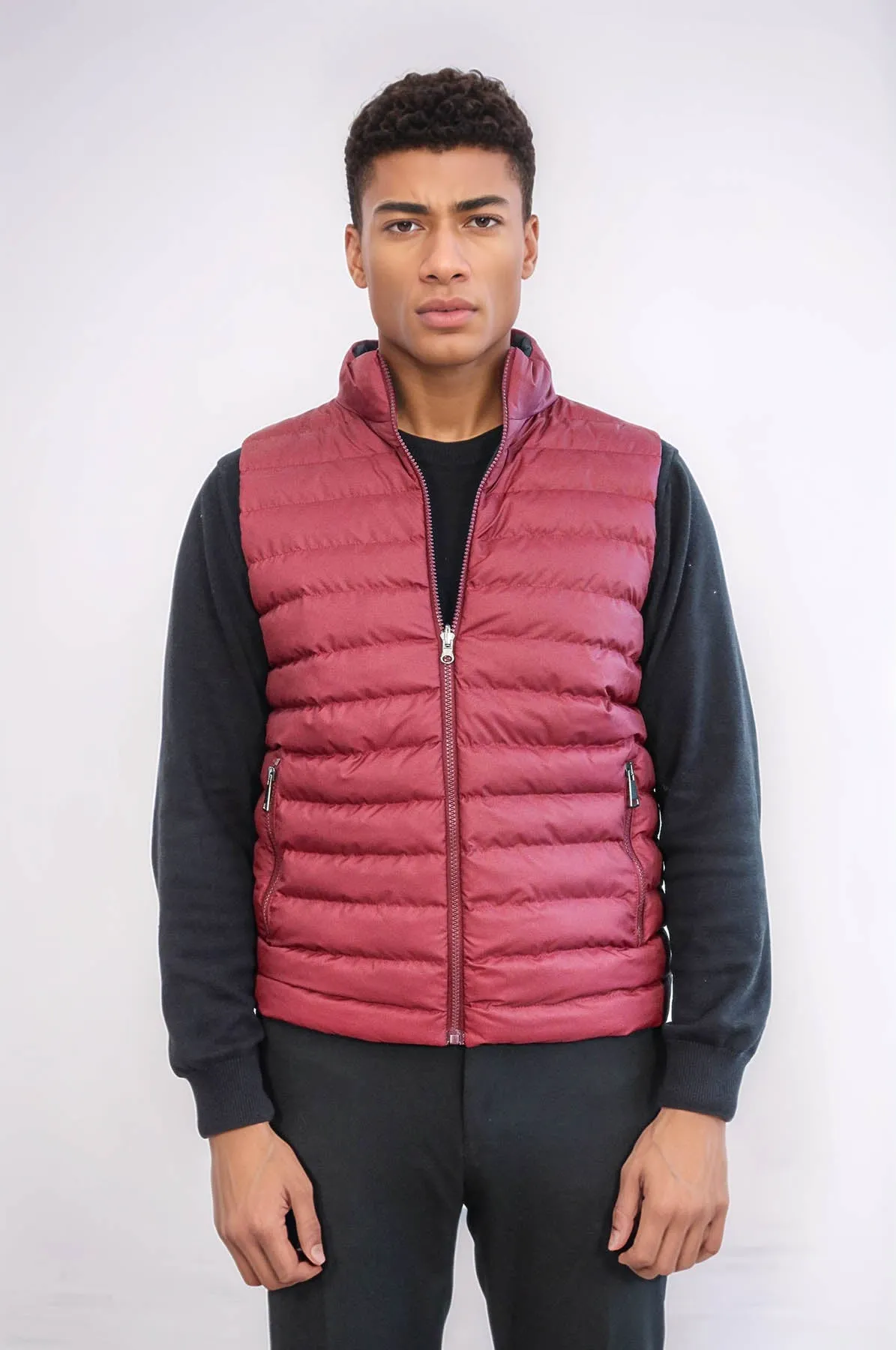 Reversible Puffer Burgundy Men Down Vest - Wessi