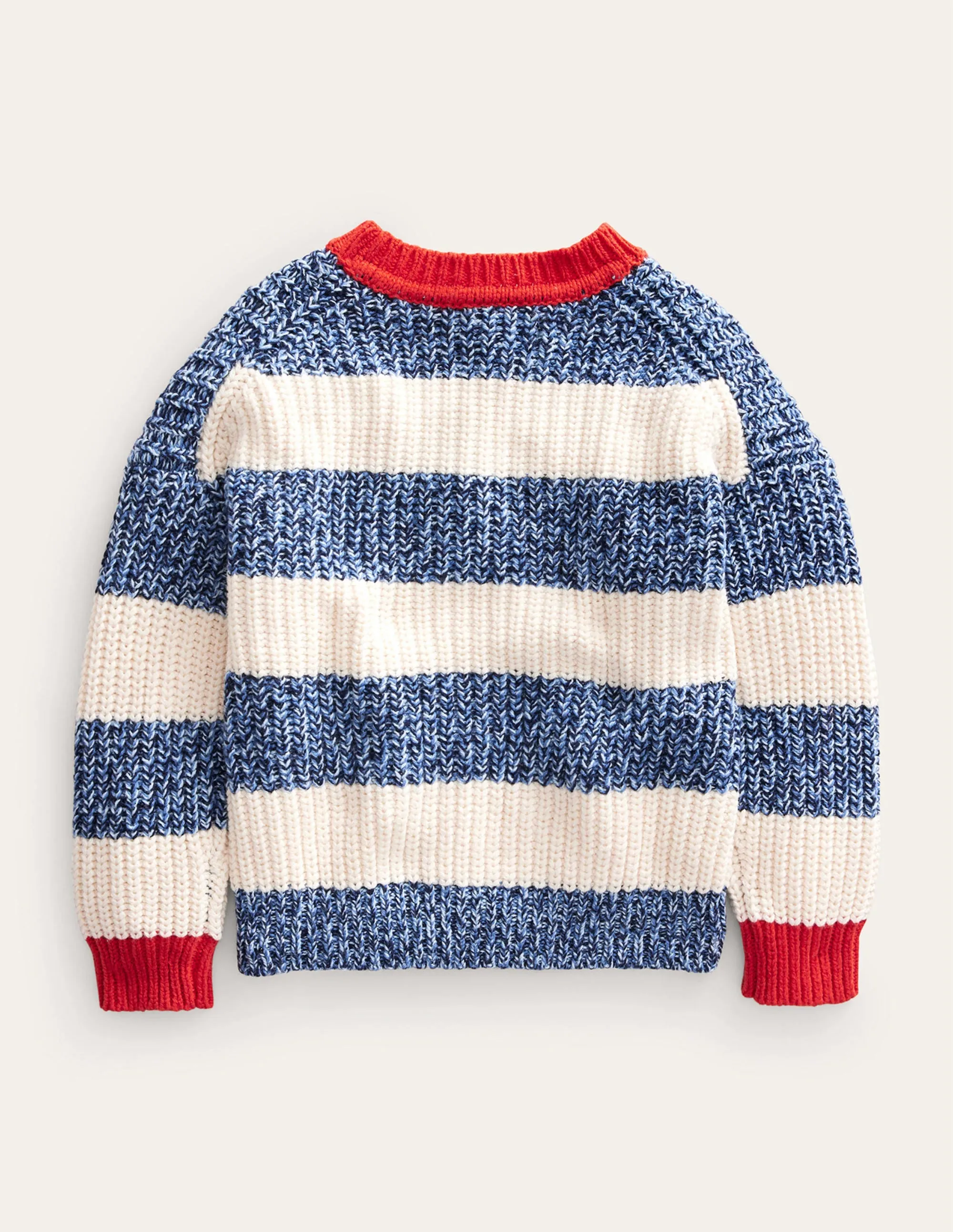 Ribbed Stripe Jumper-Navy Twist/Ecru Marl