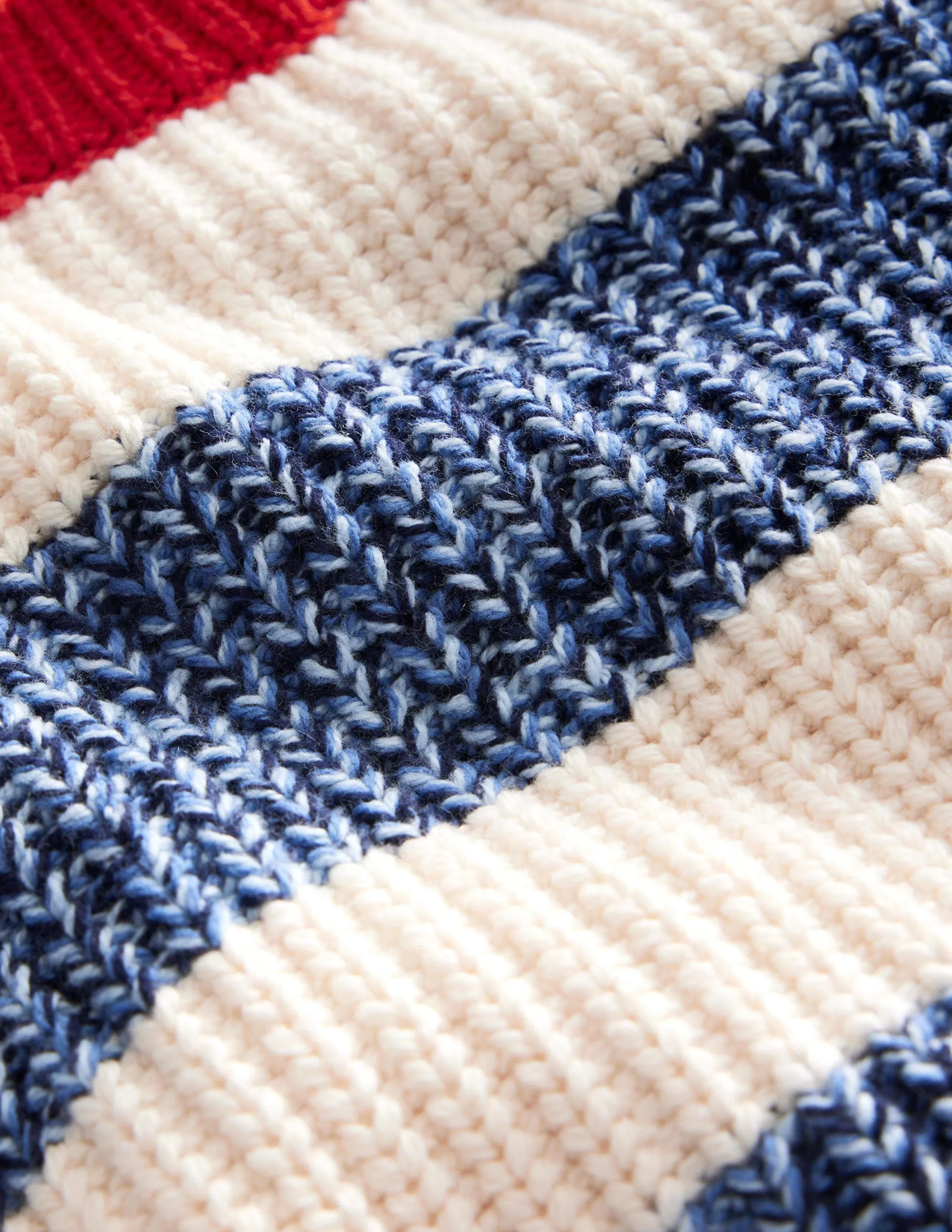 Ribbed Stripe Jumper-Navy Twist/Ecru Marl